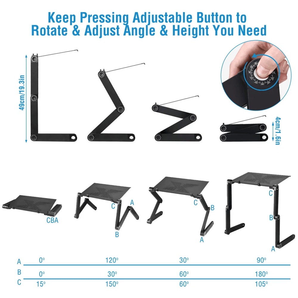 Adjustable Laptop Table Stand For Sofa Bed And Desk Foldable PC Notebook Tray With Heat Dissipation 5