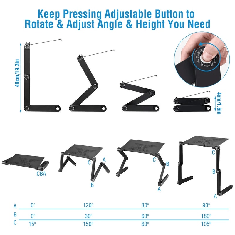 Adjustable Laptop Table Stand For Sofa Bed And Desk Foldable PC Notebook Tray With Heat Dissipation 5