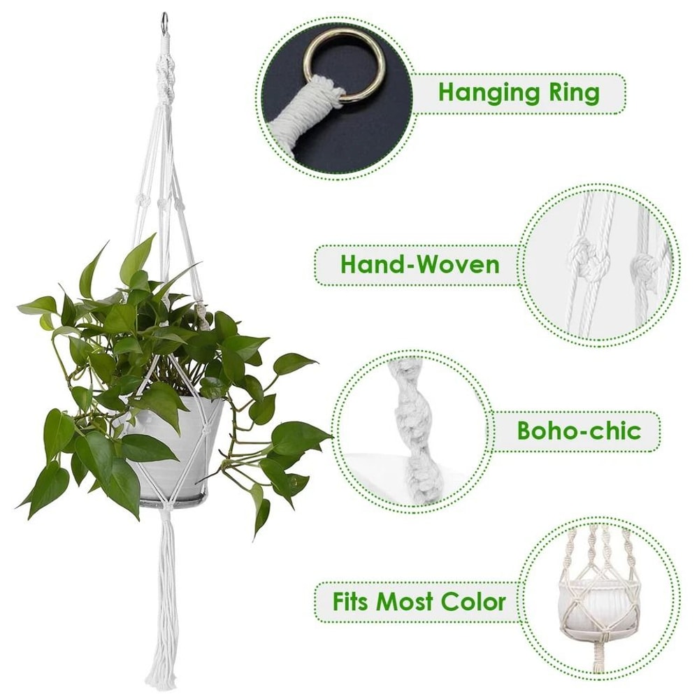 Macrame Hanging Plant Basket Hanger Rope Pot Holder For Garden Decor 1