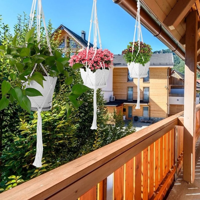 Macrame Hanging Plant Basket Hanger Rope Pot Holder For Garden Decor 5