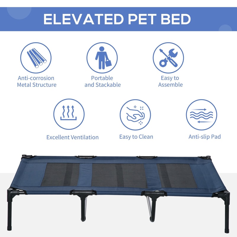 Dog Elevated Raised Bed Comfortable Pet Cot For Large Dogs Oxford Fabric With Fade Resistance 2