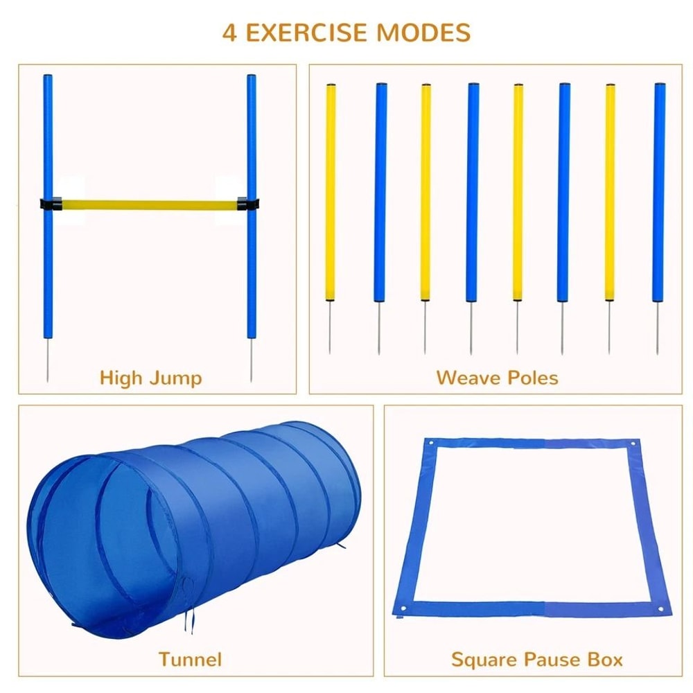 Backyard Dog Agility Training Kit With Jumps Tunnel Obstacle Course For Dogs 3