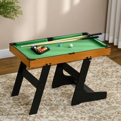 mini pool table set compact, foldable billiards game for fun, family, and man cave