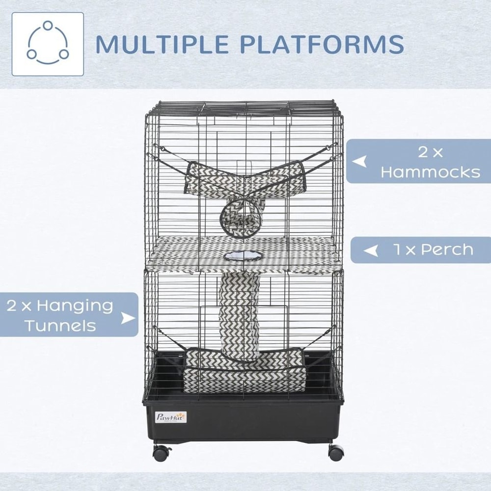 Small Animal Habitat Playhouse For Ferrets With Wheels Hammocks And Tunnels 7