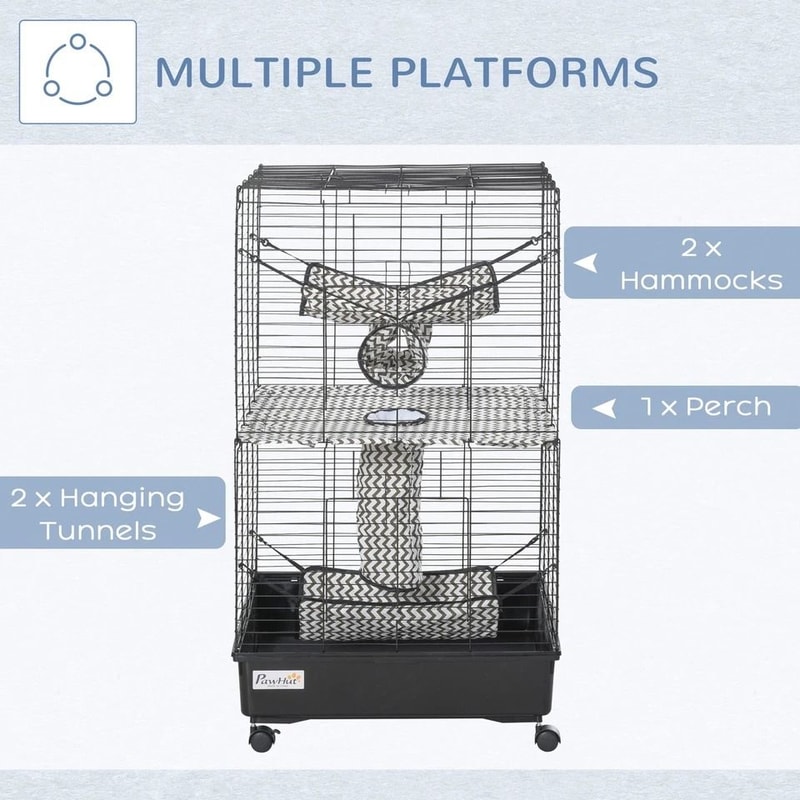 Small Animal Habitat Playhouse For Ferrets With Wheels Hammocks And Tunnels 7