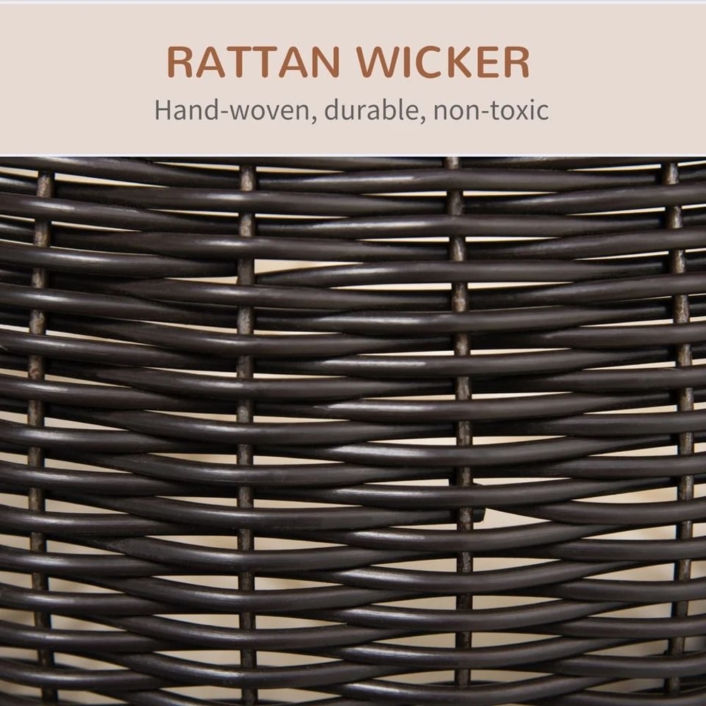 Rattan Wicker Elevated Cat House With Cushion Cozy Kitty Scratch House For Indoor Cats 5