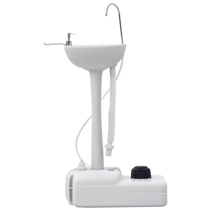 Portable Camping Sink With Soap Dispenser Towel Holder Convenient Hand Wash Station On Wheels 2