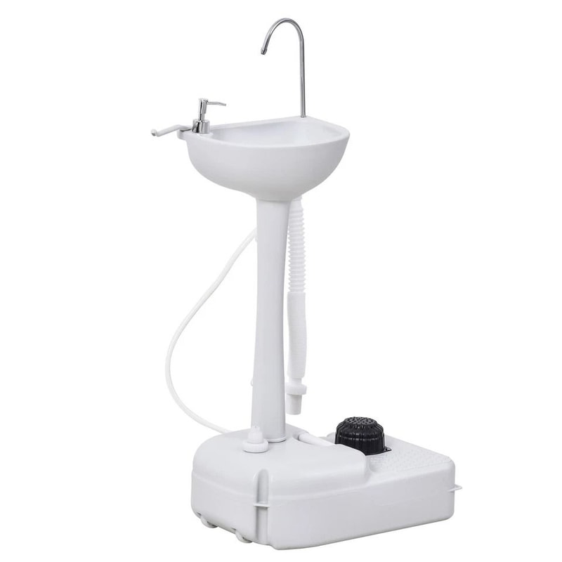 Portable Camping Sink With Soap Dispenser Towel Holder Convenient Hand Wash Station On Wheels 3