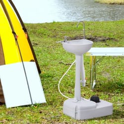portable camping sink with soap dispenser & towel holder convenient hand wash station on wheels