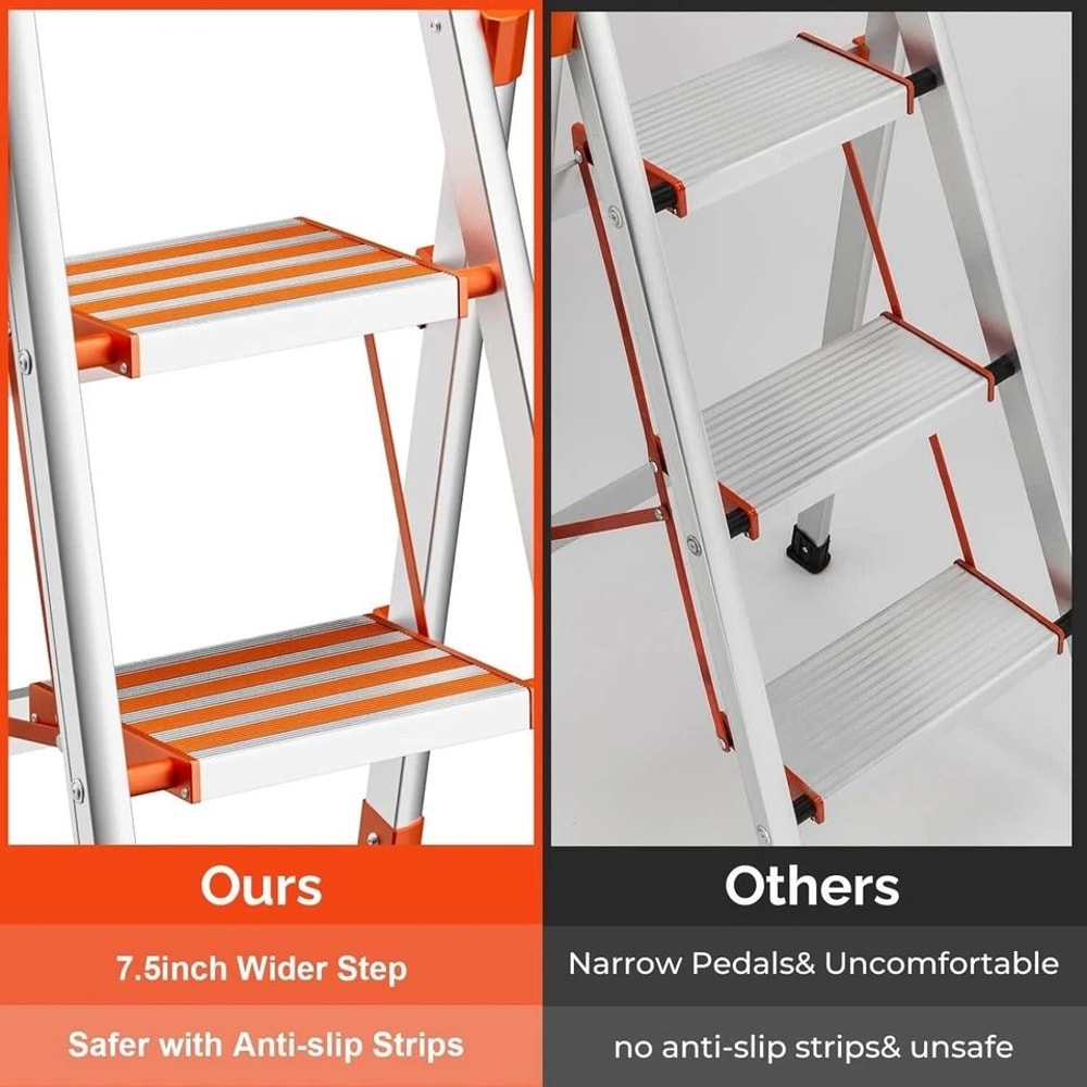Portable Step Aluminum Ladder Lightweight Folding Step Stool With AntiSlip Features 1