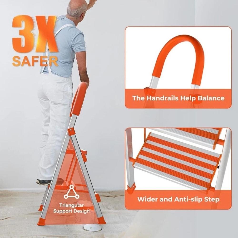 Portable Step Aluminum Ladder Lightweight Folding Step Stool With AntiSlip Features 3