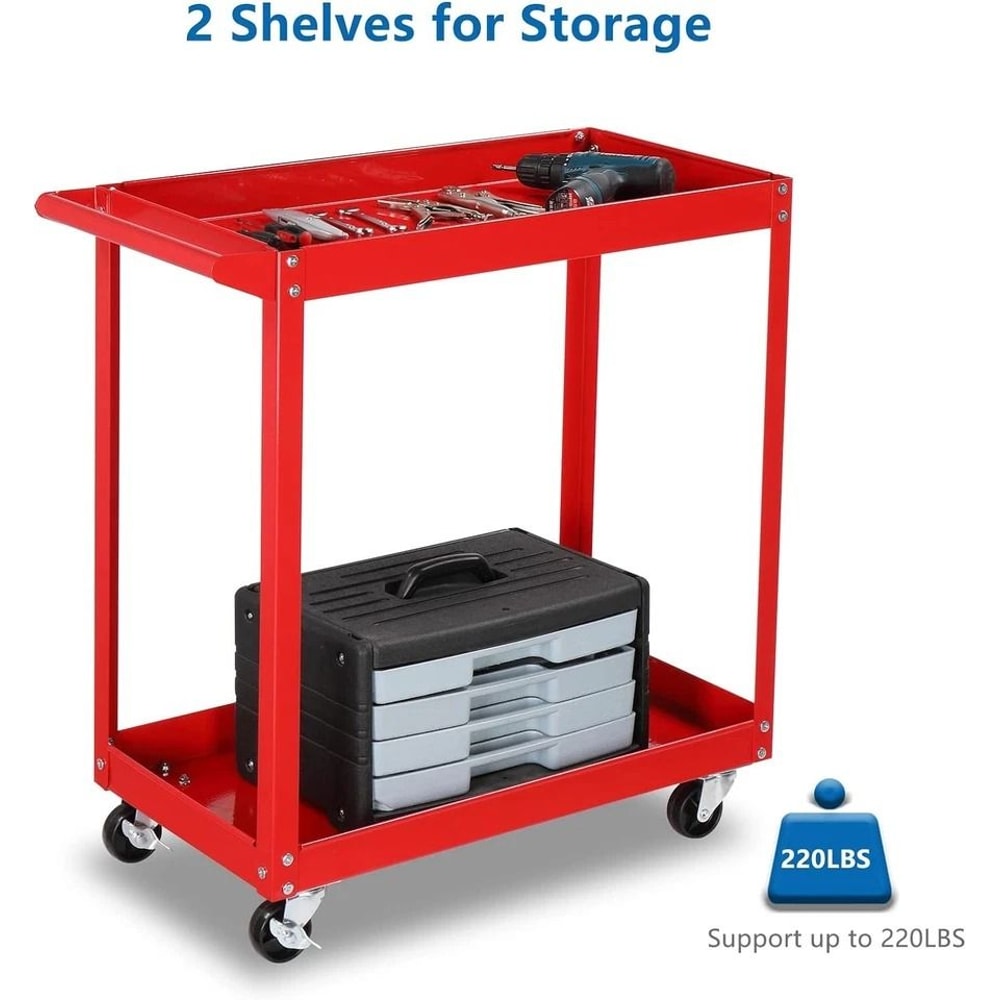 HeavyDuty Shelf Tool Cart Rolling Storage Organizer For Garage Mechanic Use Red 3