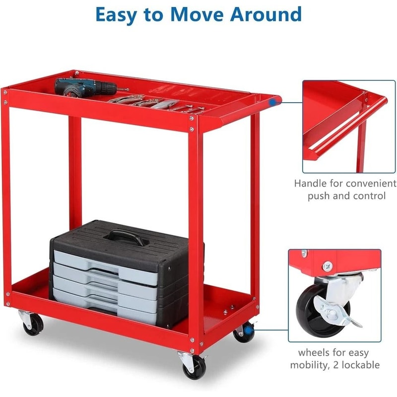 HeavyDuty Shelf Tool Cart Rolling Storage Organizer For Garage Mechanic Use Red 4
