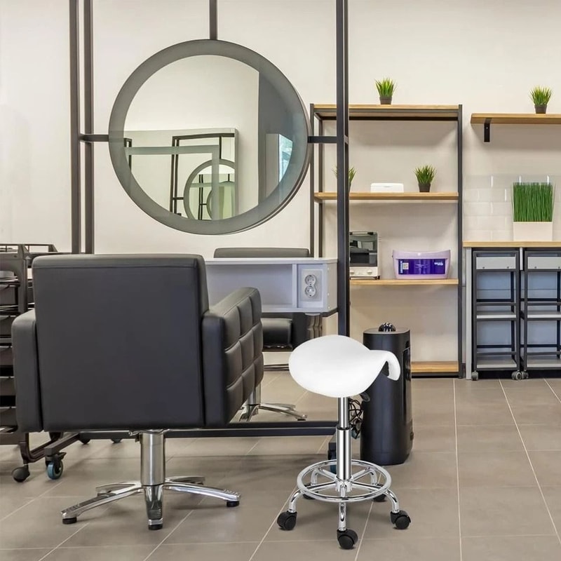 Height Adjustable Rolling Saddle Stool Swivel For Massage Spa 1