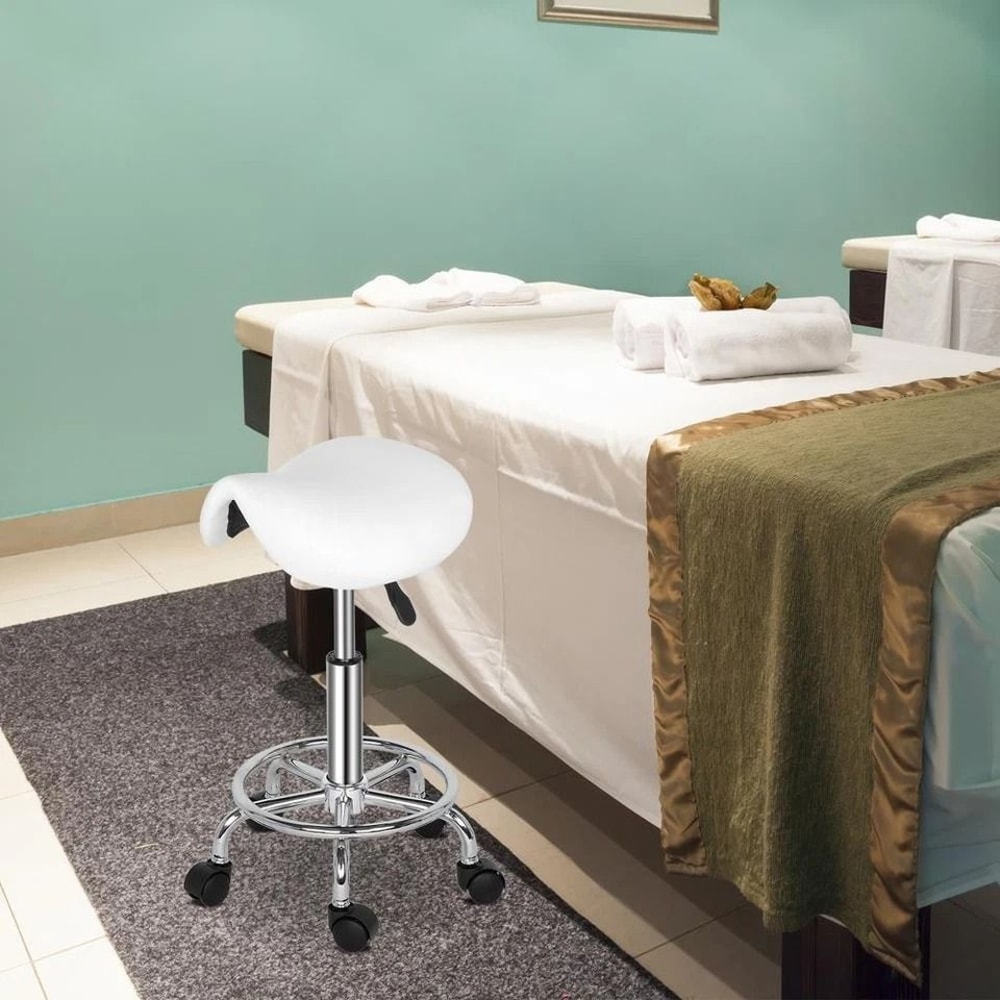 Height Adjustable Rolling Saddle Stool Swivel For Massage Spa 2