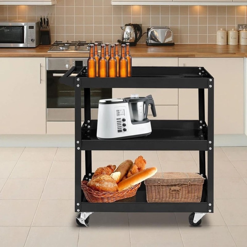 Tool Cart With Wheels Capacity Ergonomic Handle And Service Cart For Easy Mobility And Organization 0