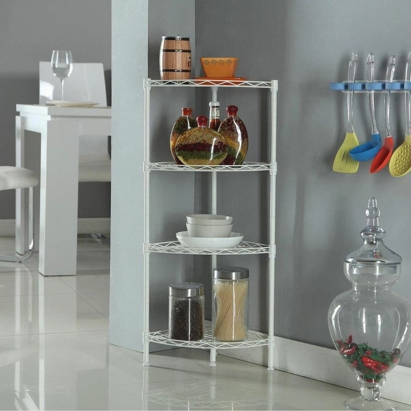 Corner Storage Rack Adjustable Wire Shelf For Kitchen Bathroom Garage 1
