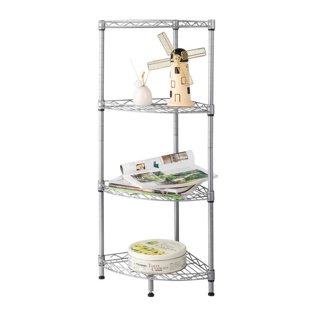 Corner Storage Rack Adjustable Wire Shelf For Kitchen Bathroom Garage 2