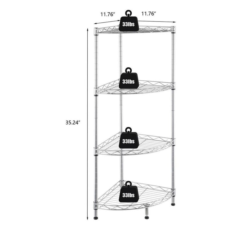 Corner Storage Rack Adjustable Wire Shelf For Kitchen Bathroom Garage 3