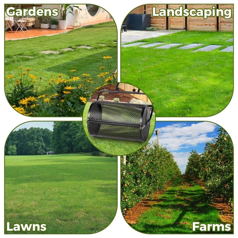 Compost Spreader For Lawn Garden Efficient Peat Moss Roller For Topdressing Seedling Distribution 6