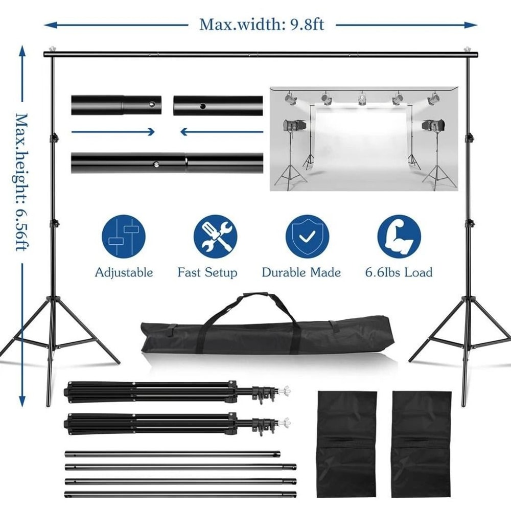 Adjustable Backdrop Support Stand Kit Photography Crossbar
