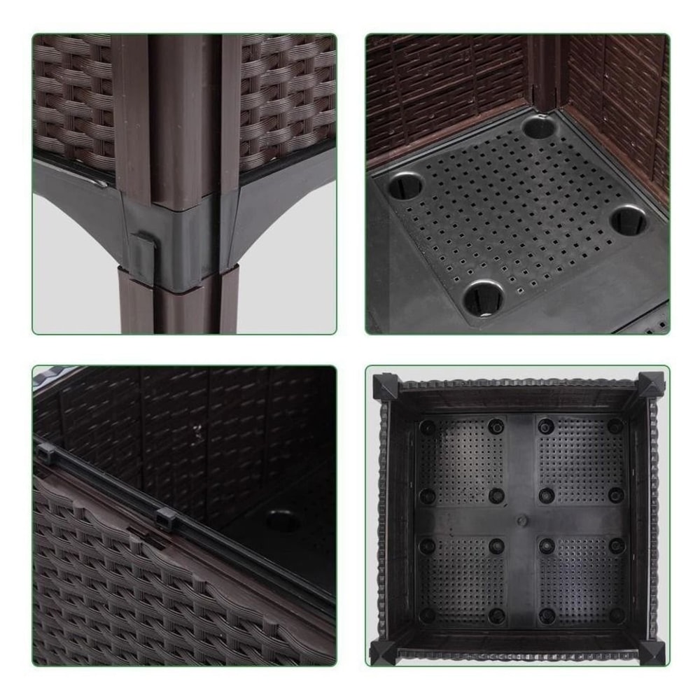 Outdoor Garden Raised Planter Box For Vegetables Flowers Herbs Brown WeatherResistant Plastic 10