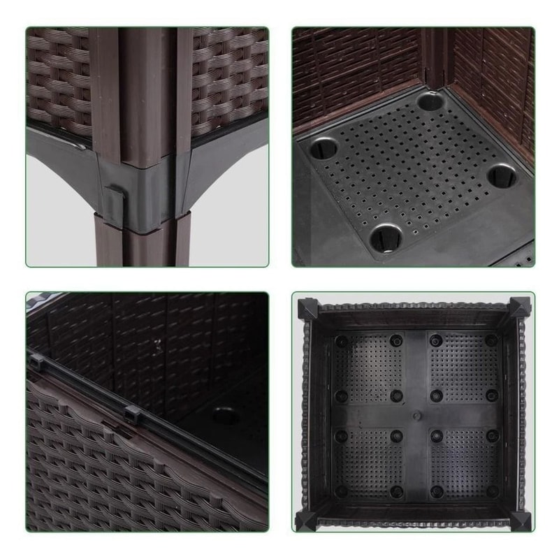 Outdoor Garden Raised Planter Box For Vegetables Flowers Herbs Brown WeatherResistant Plastic 10