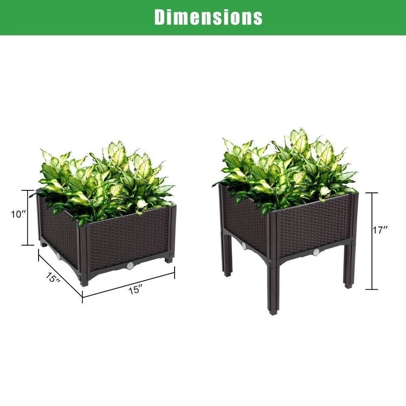 Outdoor Garden Raised Planter Box For Vegetables Flowers Herbs Brown WeatherResistant Plastic 11