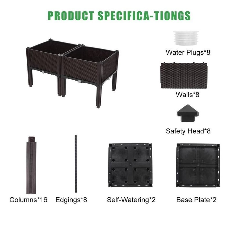 Outdoor Garden Raised Planter Box For Vegetables Flowers Herbs Brown WeatherResistant Plastic 7