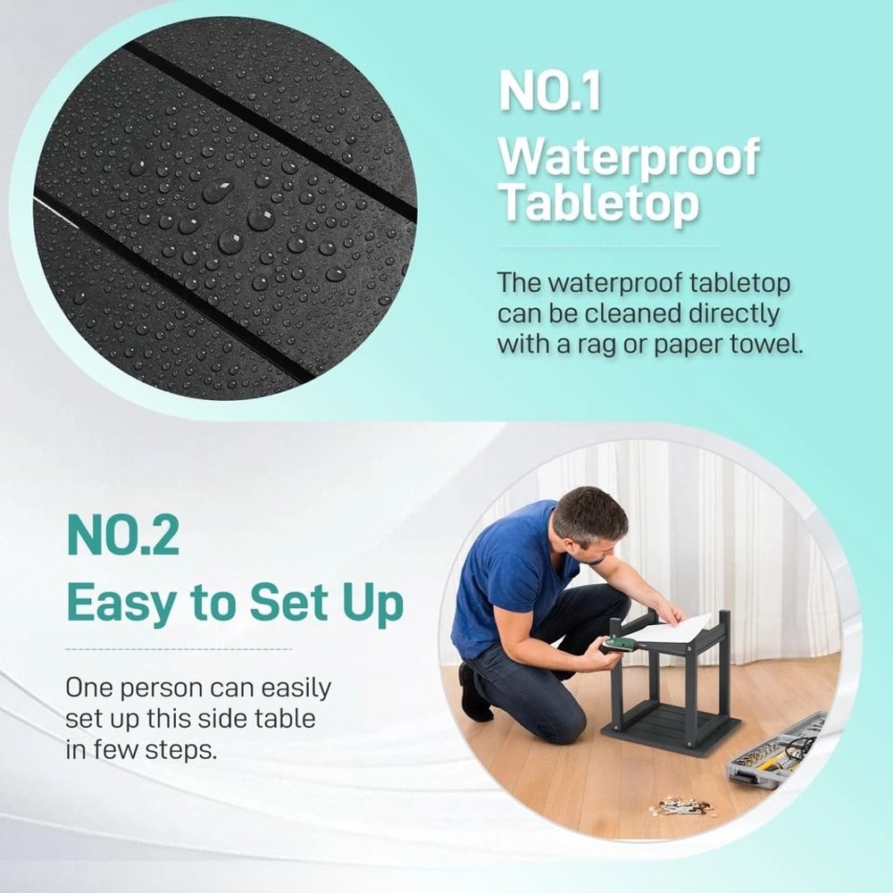 WeatherResistant HDPE Side Table For Outdoor Indoor Use Stylish Durable 3