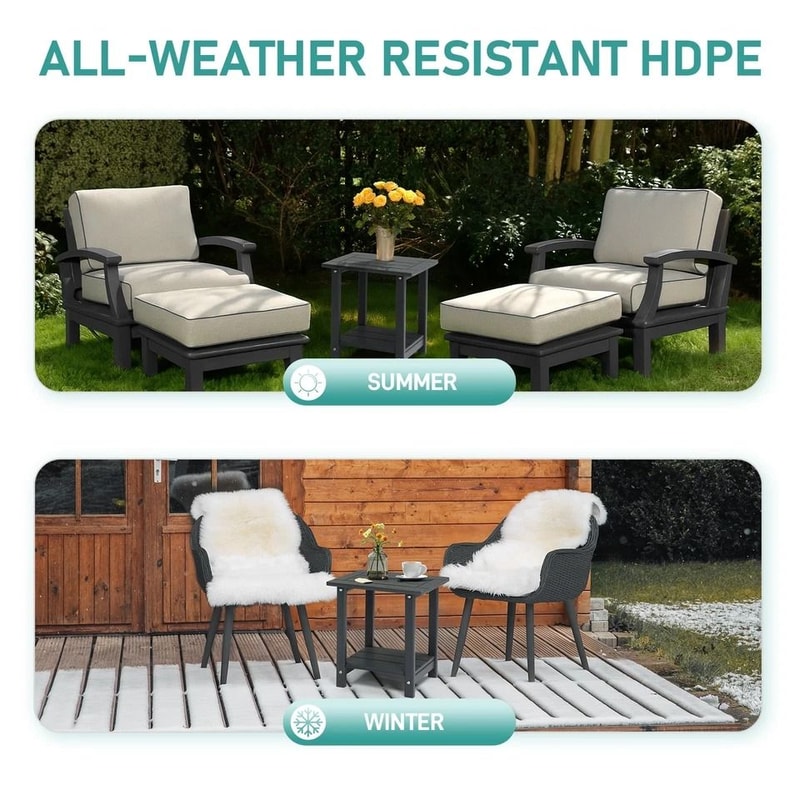 WeatherResistant HDPE Side Table For Outdoor Indoor Use Stylish Durable 4