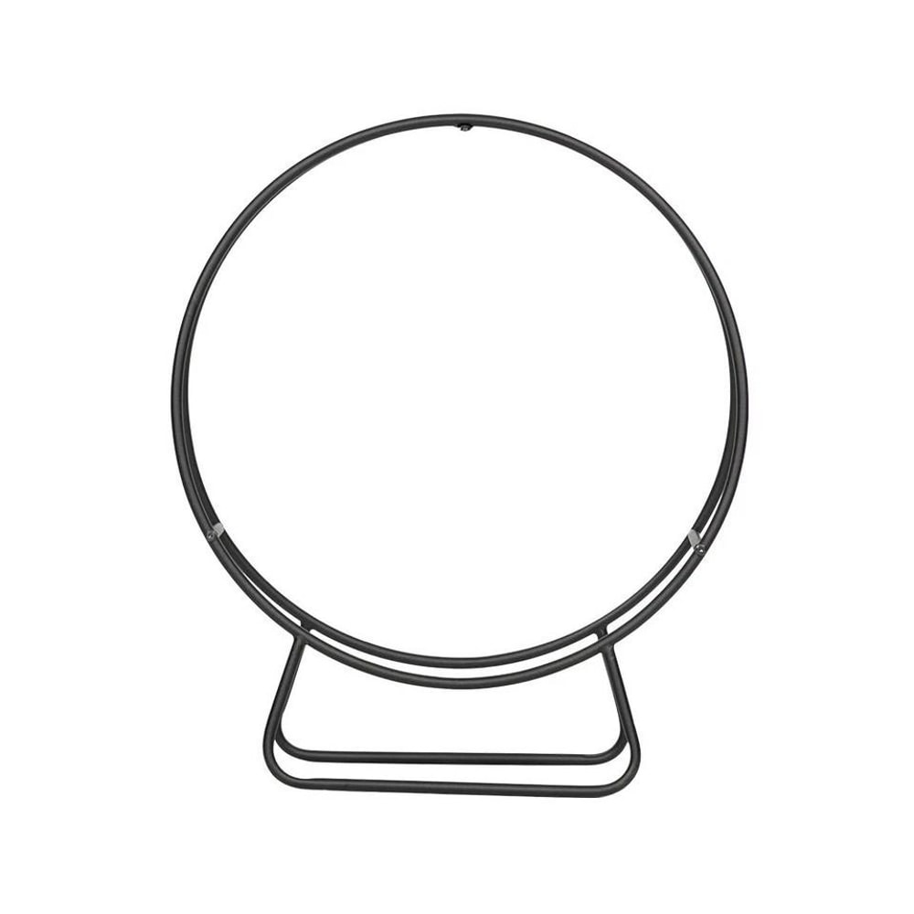 Outdoor Firewood Log Hoop PowderCoated Steel Log Storage Rack Black Durable Lumber Holder For Easy 1