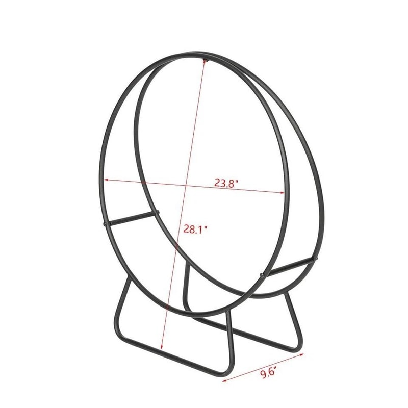 Outdoor Firewood Log Hoop PowderCoated Steel Log Storage Rack Black Durable Lumber Holder For Easy 2