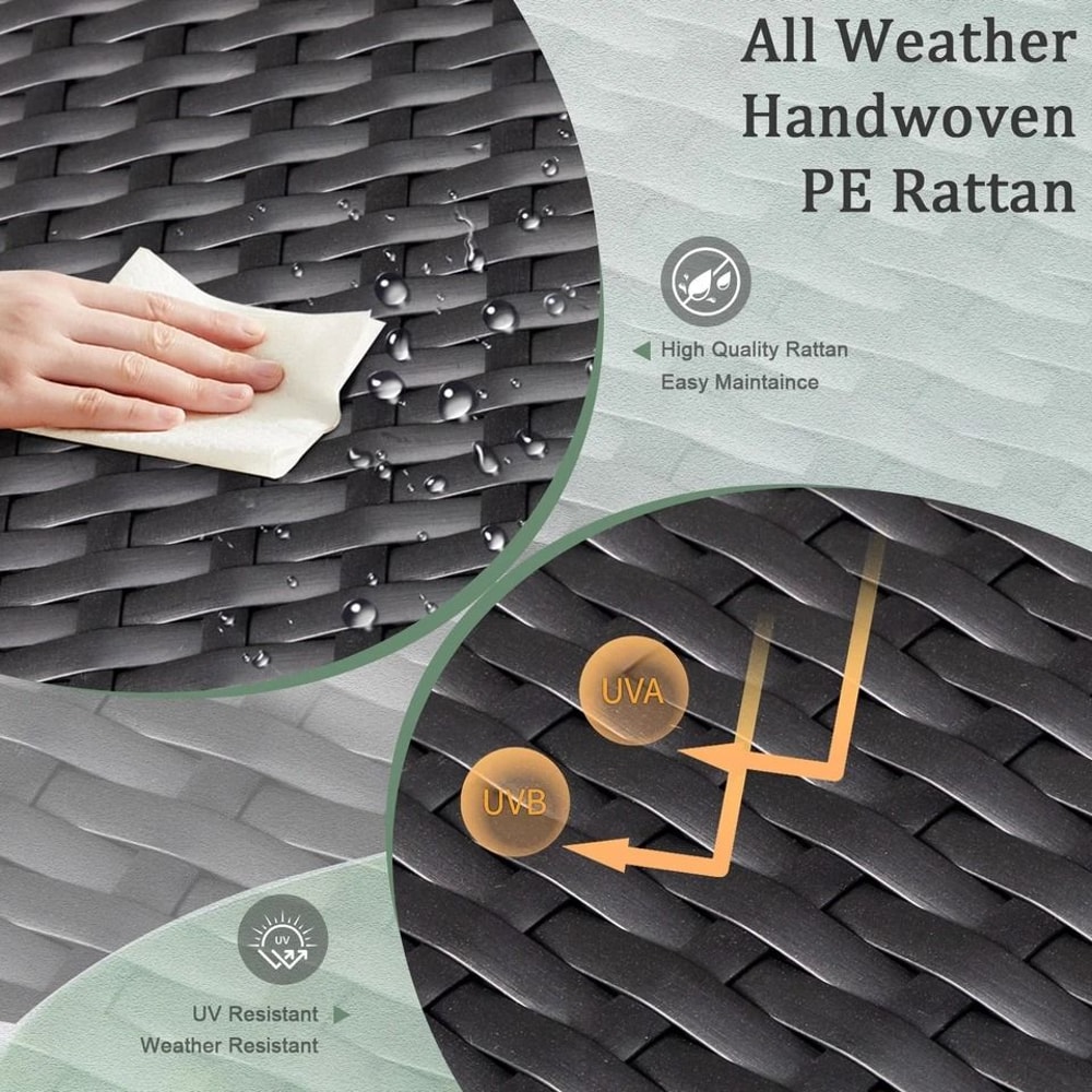 Outdoor Wicker Side Table With Storage Trapezium Design For Patio Garden Use 5