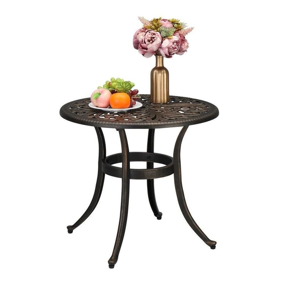 Patio Bistro Table With Umbrella Hole Cast Aluminum Dining Table For Outdoor Use 1