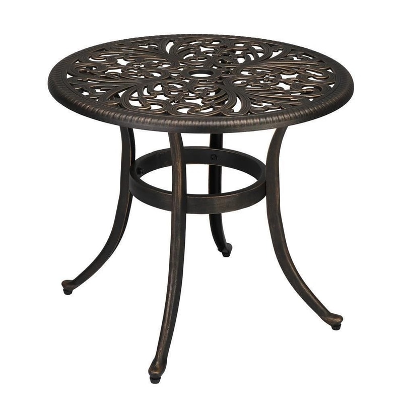 Patio Bistro Table With Umbrella Hole Cast Aluminum Dining Table For Outdoor Use 0