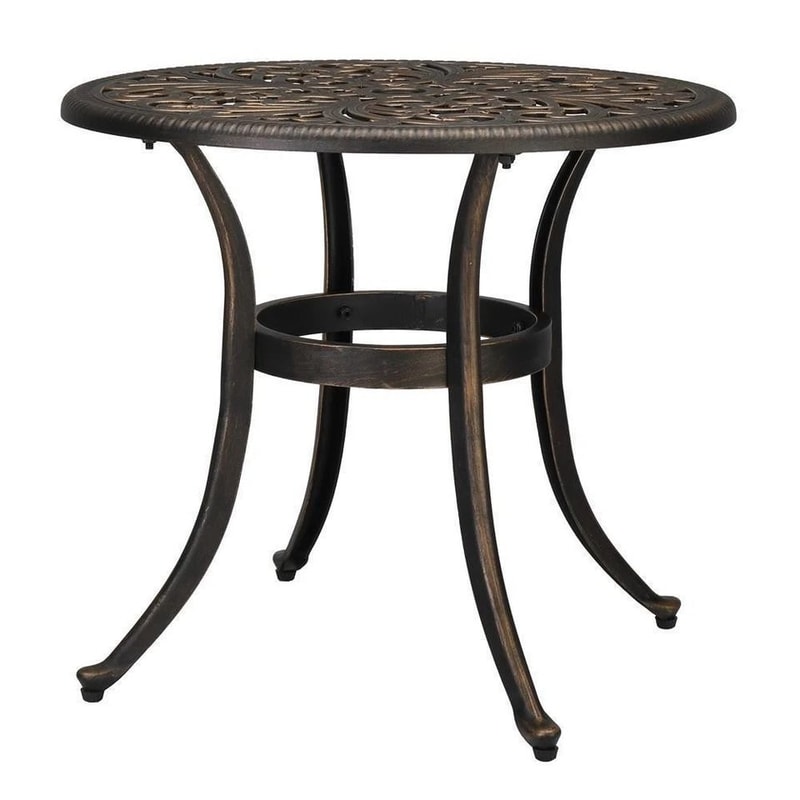 Patio Bistro Table With Umbrella Hole Cast Aluminum Dining Table For Outdoor Use 3