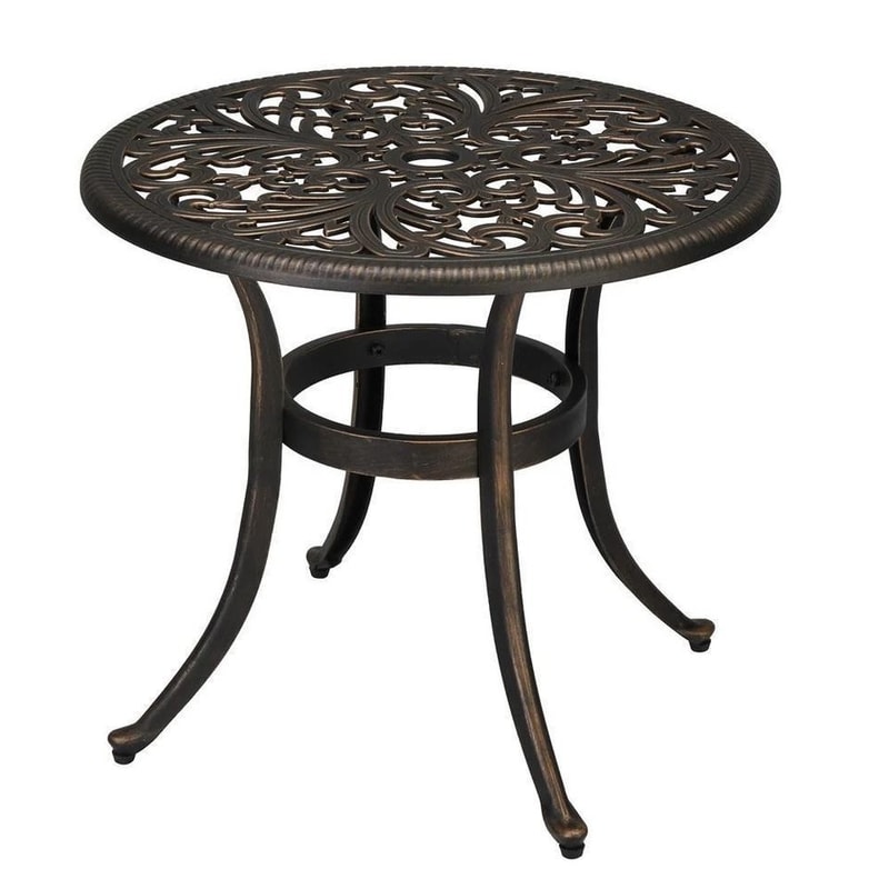Patio Bistro Table With Umbrella Hole Cast Aluminum Dining Table For Outdoor Use 4