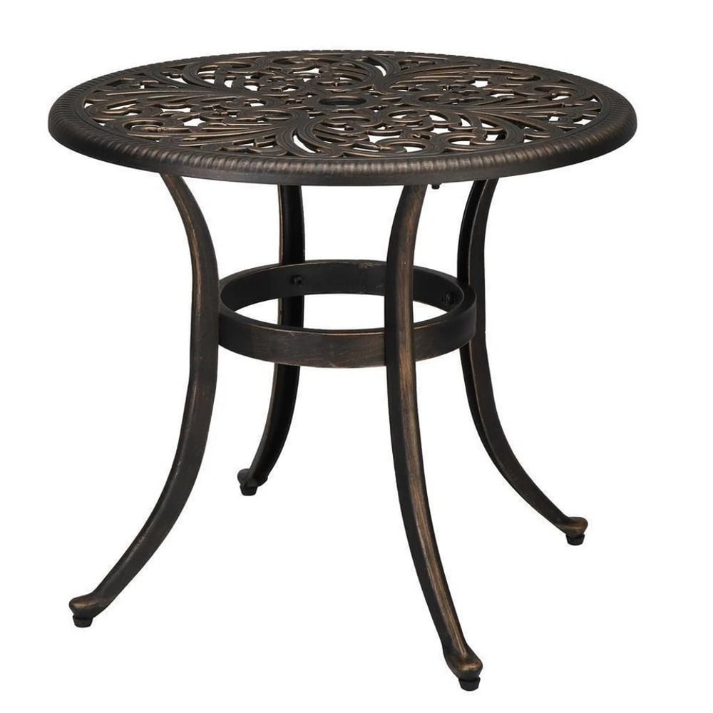 Patio Bistro Table With Umbrella Hole Cast Aluminum Dining Table For Outdoor Use 5