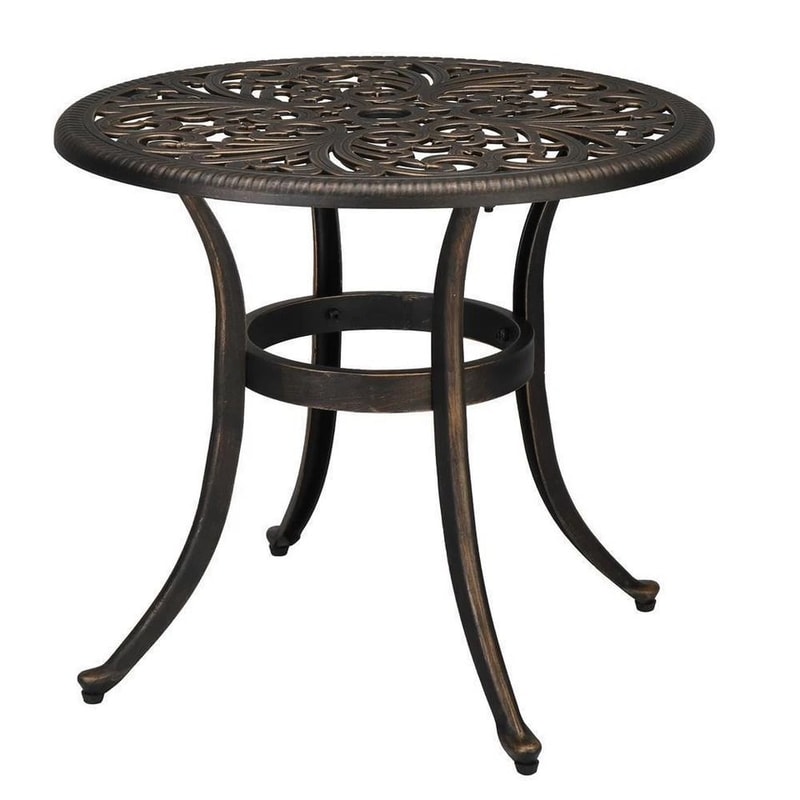 Patio Bistro Table With Umbrella Hole Cast Aluminum Dining Table For Outdoor Use 5