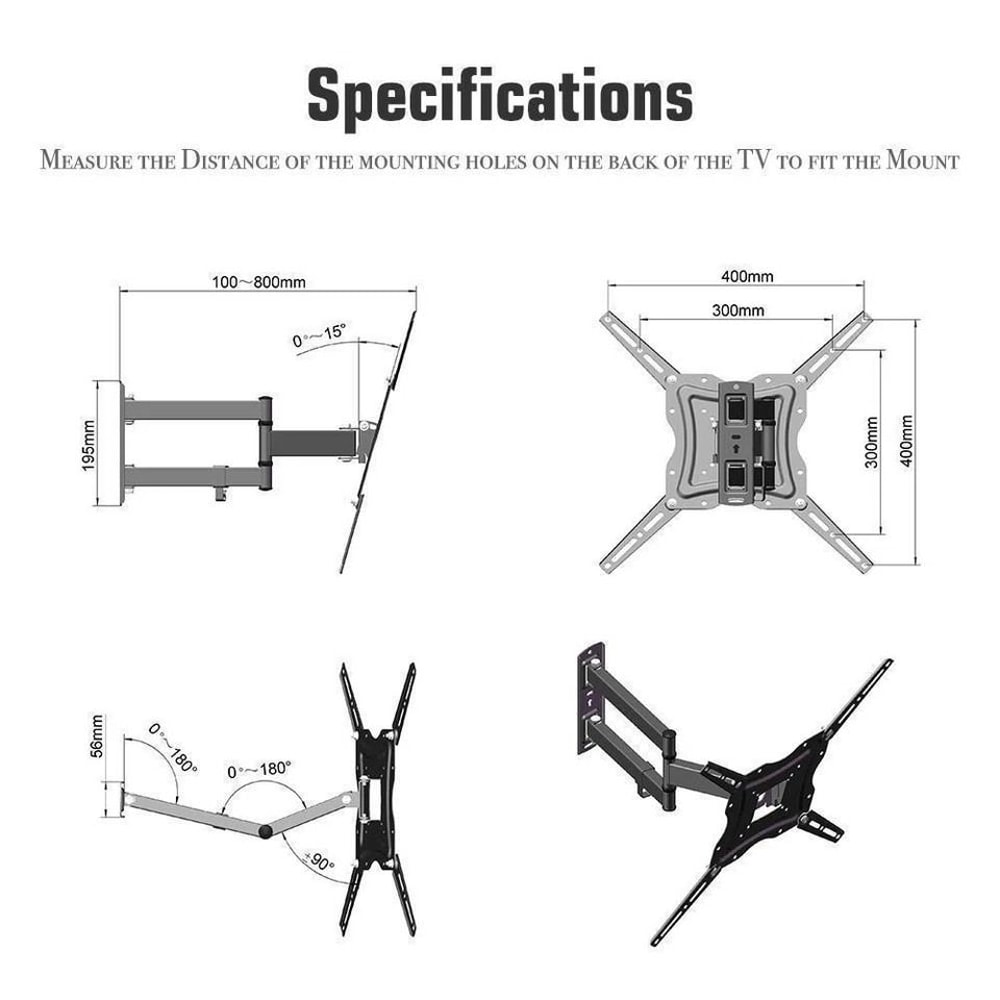 Full Motion Tilt TV Wall Mount Bracket For LCDLED SpaceSaving 4