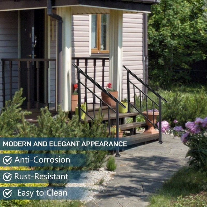 Adjustable Outdoor Iron Handrails For Steps Durable And WeatherResistant Stair Railing 4