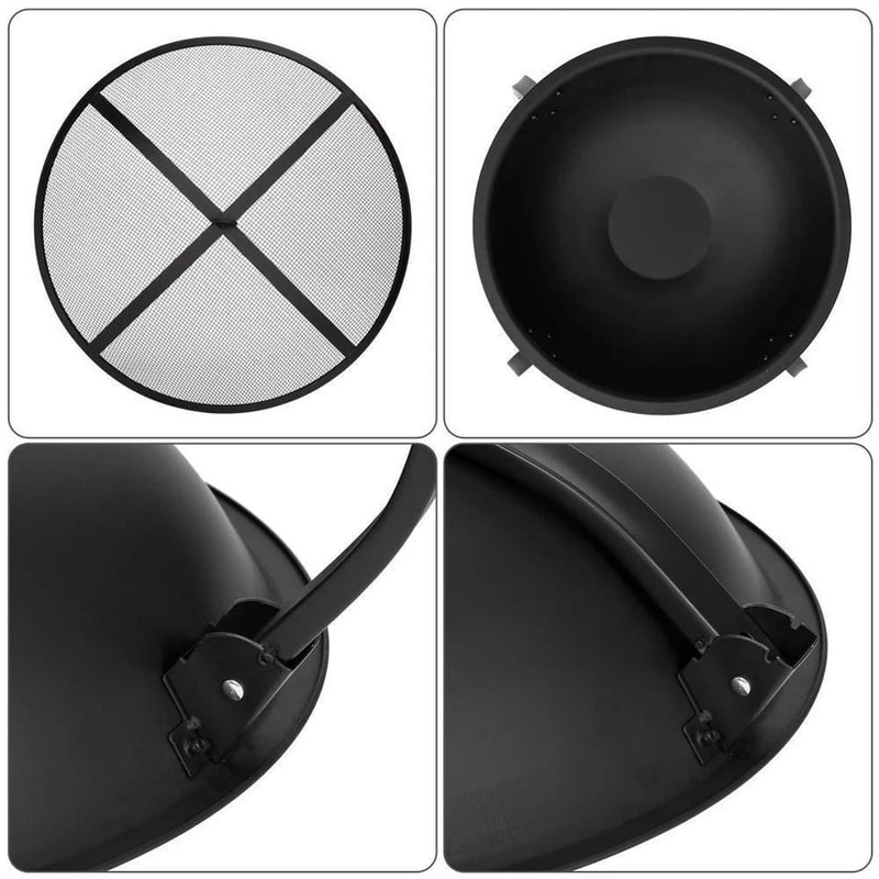 Folding Wooden Burning Iron Fire Pit Portable Heater For Backyard Patio Durable Metal FirePit For 5