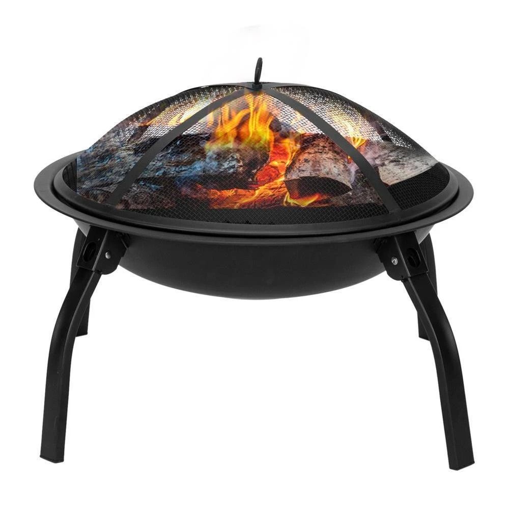 Folding Wooden Burning Iron Fire Pit Portable Heater For Backyard Patio Durable Metal FirePit For 0