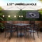 Outdoor Metal Bar Table With Umbrella Hole Durable Slatted Design 5