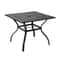 Outdoor Metal Bar Table With Umbrella Hole Durable Slatted Design 0