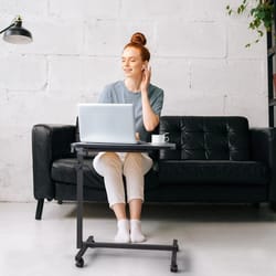 adjustable overbed table with rolling laptop stand multi-purpose sofa side desk for home office and hospital use