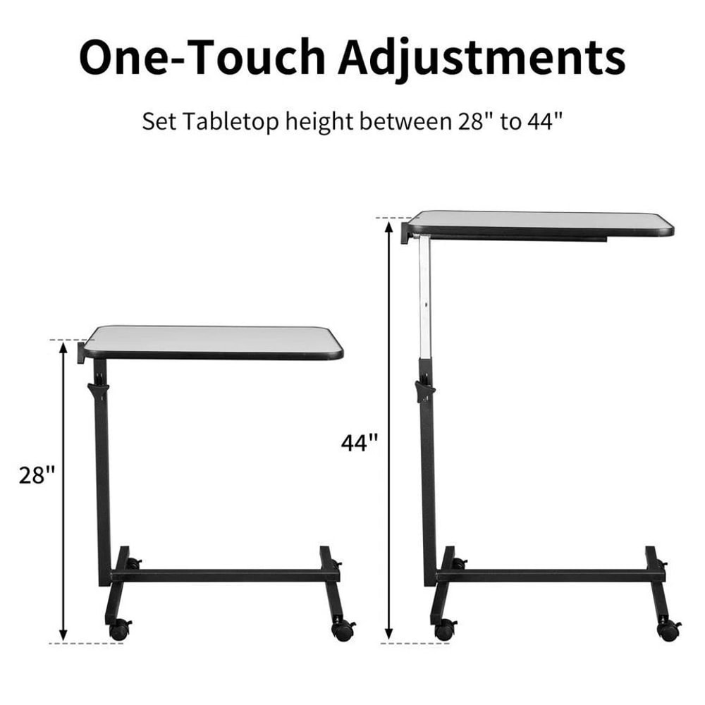 Adjustable Overbed Table With Rolling Laptop Stand MultiPurpose Sofa Side Desk For Home Office And 6