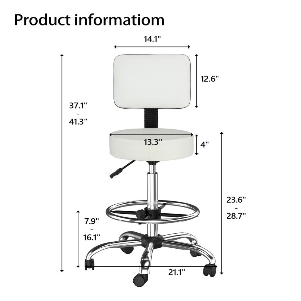 Adjustable Hydraulic Garage Stool With Swivel Rolling Salon Tattoo Chair 2