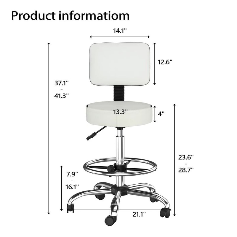 Adjustable Hydraulic Garage Stool With Swivel Rolling Salon Tattoo Chair 2